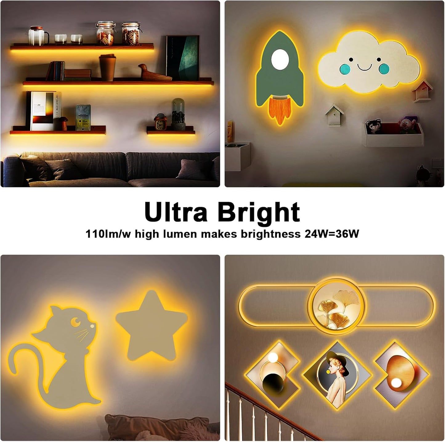 Orange Color COB Led Strip Lights with RF Remote, 16.4ft 2000K Dimmable Bright Dotless Yellow Led Light Strip, Adhesive Indoor Gold Yellow Led Lights for Cabinet, Living Room