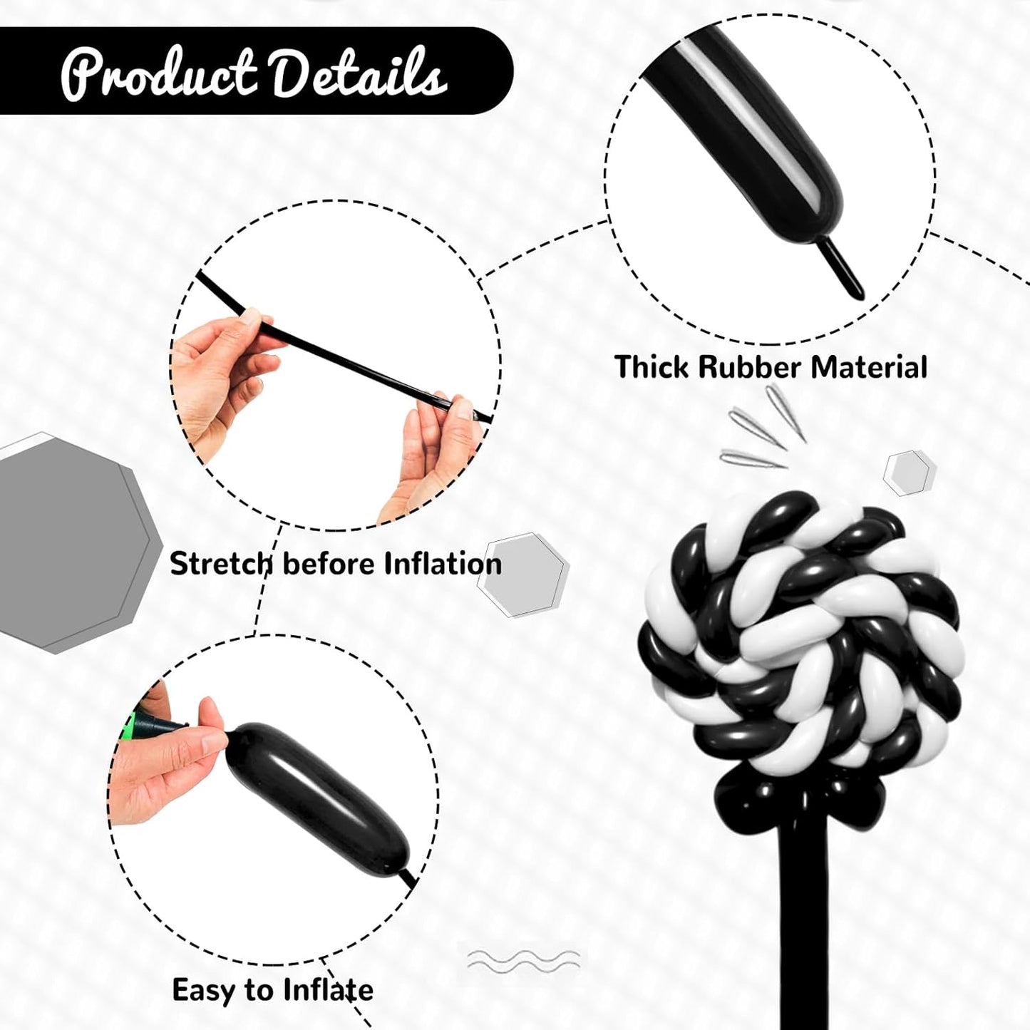 100Pcs Black 260 Balloons, Long Balloon for Tying Balloon Arch, Long Skinny Balloons for Twisting Ballons Animal balloons Birthday Party Wedding Festival Decorations