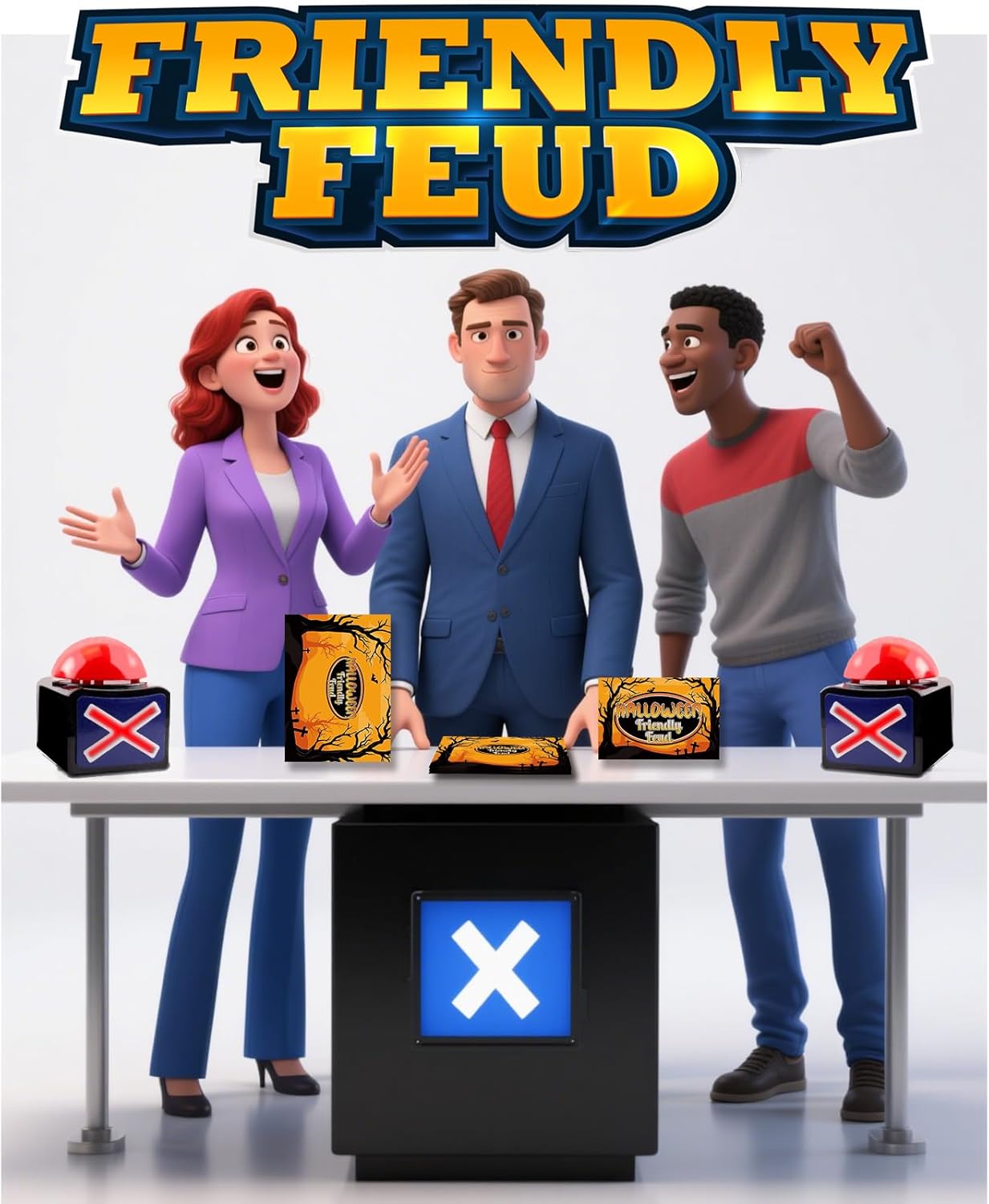 Halloween Friendly Feud Game with Two Buzzers, Halloween Party Supplies, Holiday Group Game - SC001-B