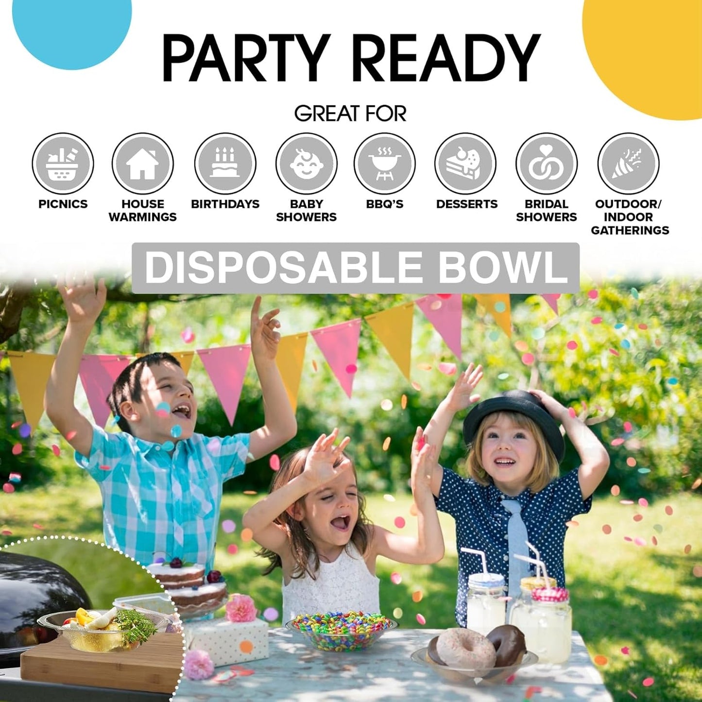 12 Oz Clear Plastic Bowls Disposable Bowls for Hot Food Soup 50 Pcs - For Soup, Salad, Cereal, Desserts & Party Supplies