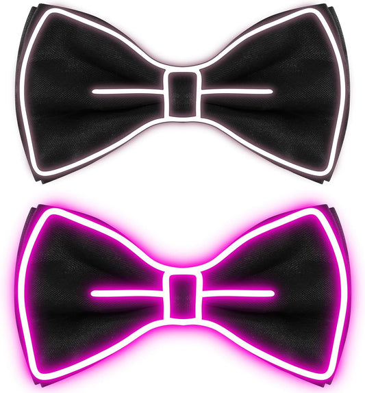 Hercicy Light up Bow Tie for Men LED Neon Bowtie Funny Ties Women Glow in the Dark Party Costume
