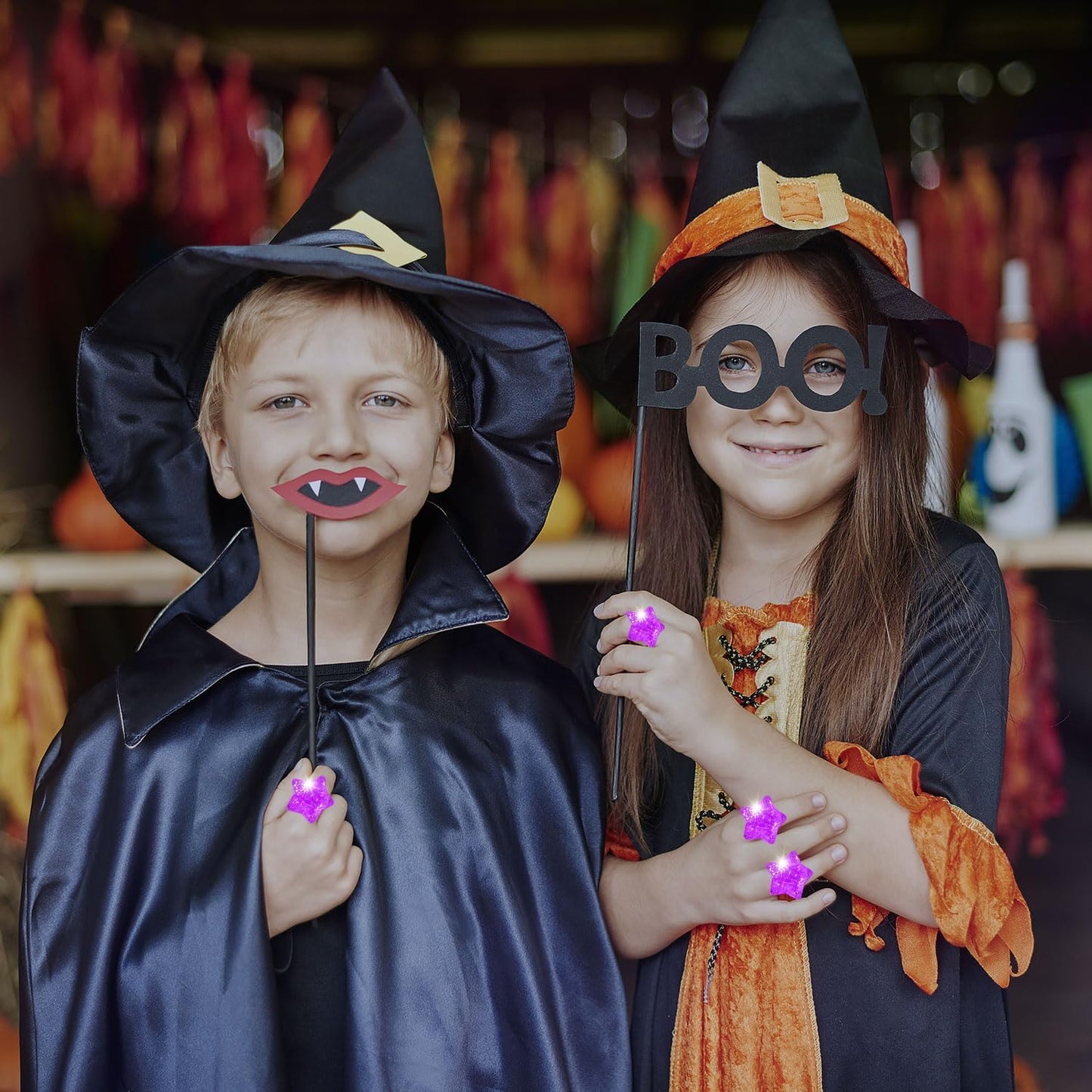 24 Pack Light Up Star Rings Glow in the Dark Party Flashing LED Jelly Finger Rings for July 4th,Halloween,Christmas,Concert,Goodie Bag Fillers,Raves