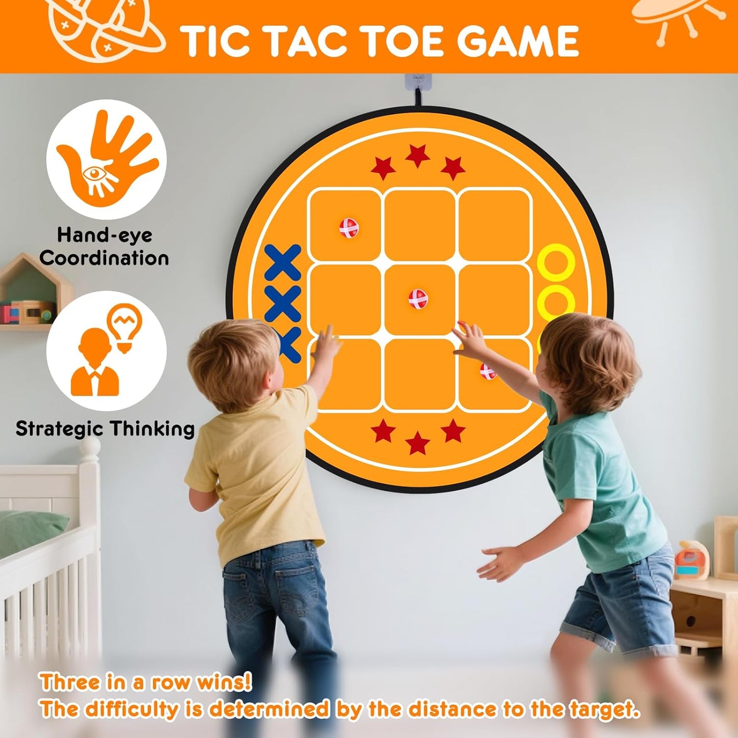[2 Pack] Dart Board Games for Kids, 2025 New Sticky Tic Tac Toe Dart Game Set with Carry Bag, Indoor Outdoor Games Backyard Games, Boys Toys Birthday Gifts for 4 5 6 7 8 9 10 11 12 Year Old Boys Girls