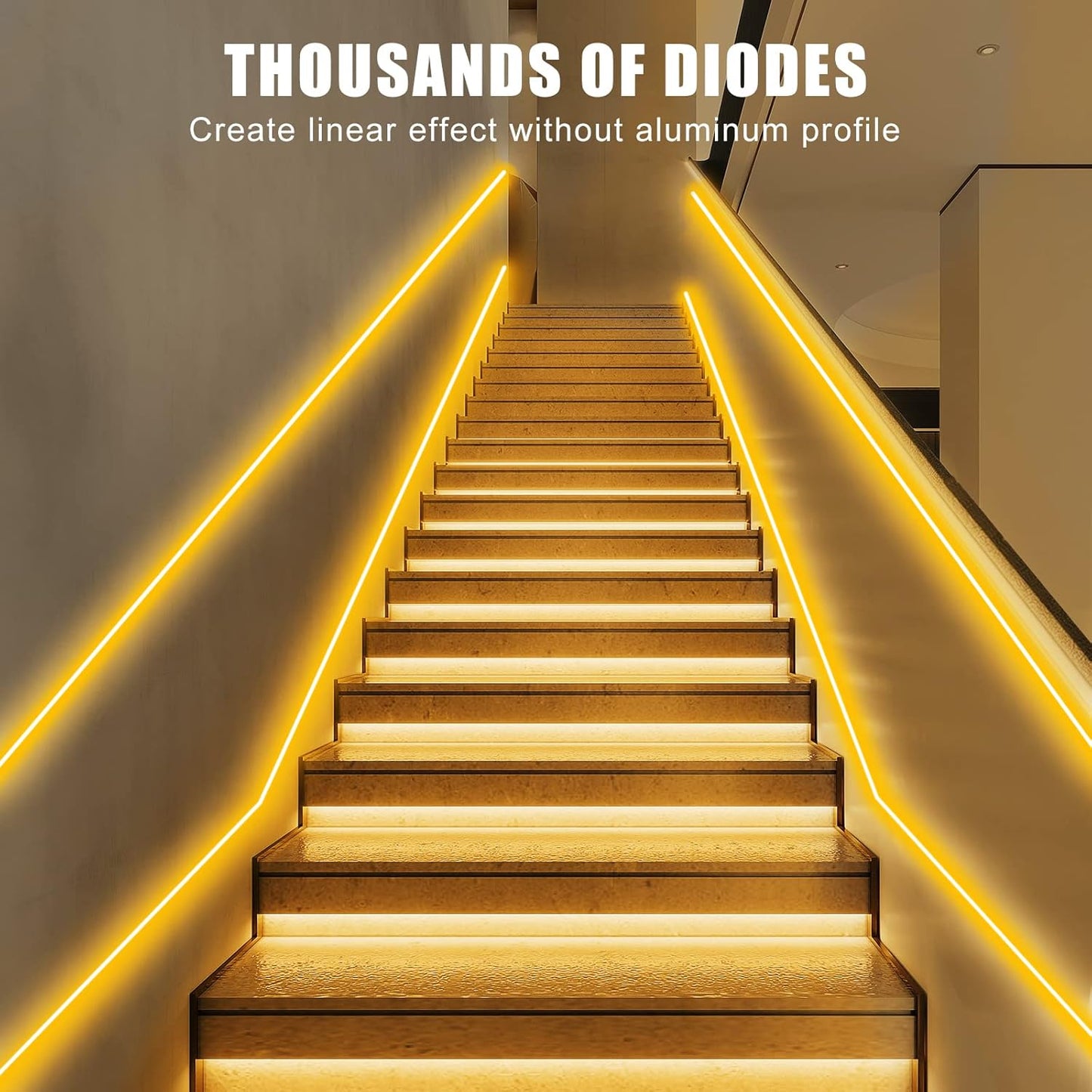 Orange Color COB Led Strip Lights with RF Remote, 16.4ft 2000K Dimmable Bright Dotless Yellow Led Light Strip, Adhesive Indoor Gold Yellow Led Lights for Cabinet, Living Room