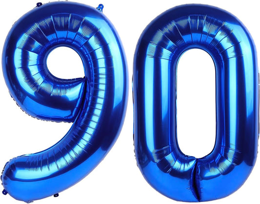 Navy Blue Number 90 Balloon 40 inch, 90 Number Balloons, 90th Navy Blue Birthday Decorations, 90 Year Old Women Men Blue Party Supplies