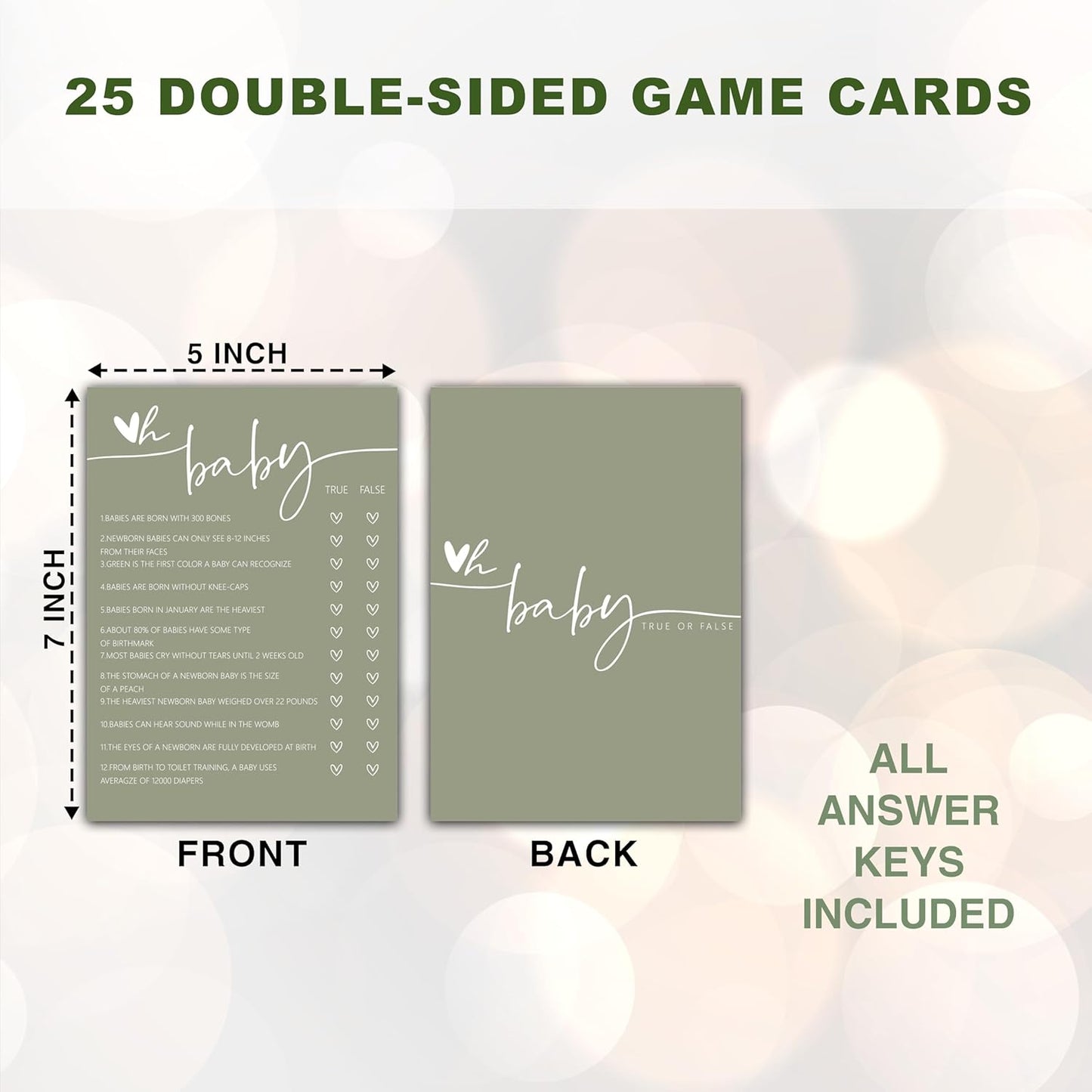 ONDTOM Oh Baby! True or False Cards for Baby Shower Games, Minimalism Gender Reveal Party Game, Pregnant Celebration Decoration Supplies (5"x7") - Game-B05