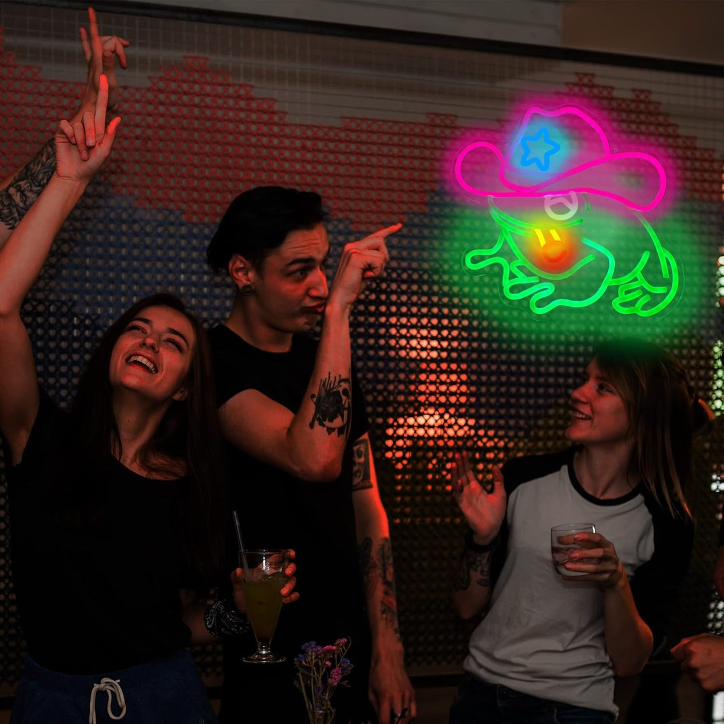 Frog Cowboy Neon Signs,Frog Cowboy Lamp Led Signs Lights Neon Signs for Wall Decor, Adjustable Brightness Night Light Man Cave Game Room Decor, USB Powered for Bedroom Party Bar Wedding Christmas