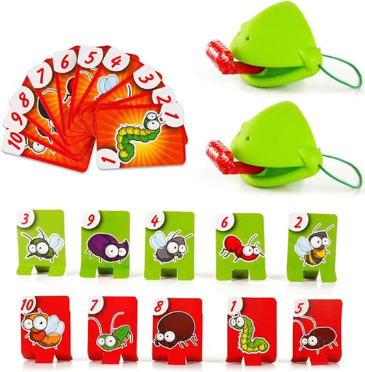 Chameleon Tongue Game for Kids, Frog Tongue Game with Blowing air, Lizard Party Blower Masks Insect Cardboard Included (2pc)