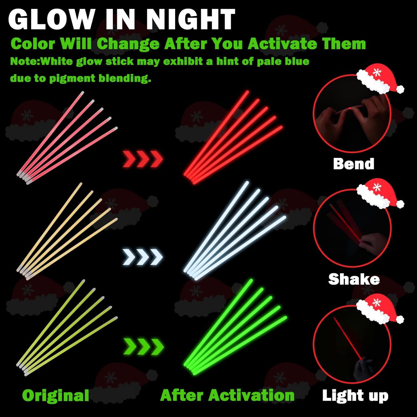Christmas Light up Accessories Necklace & Bracelets for Kids 150 PCS,Bulk Red Green White Glow Sticks Party Favors for Toddlers,Xmas Toys Gifts Class Carnival Activities Supplies Trinkets for Students