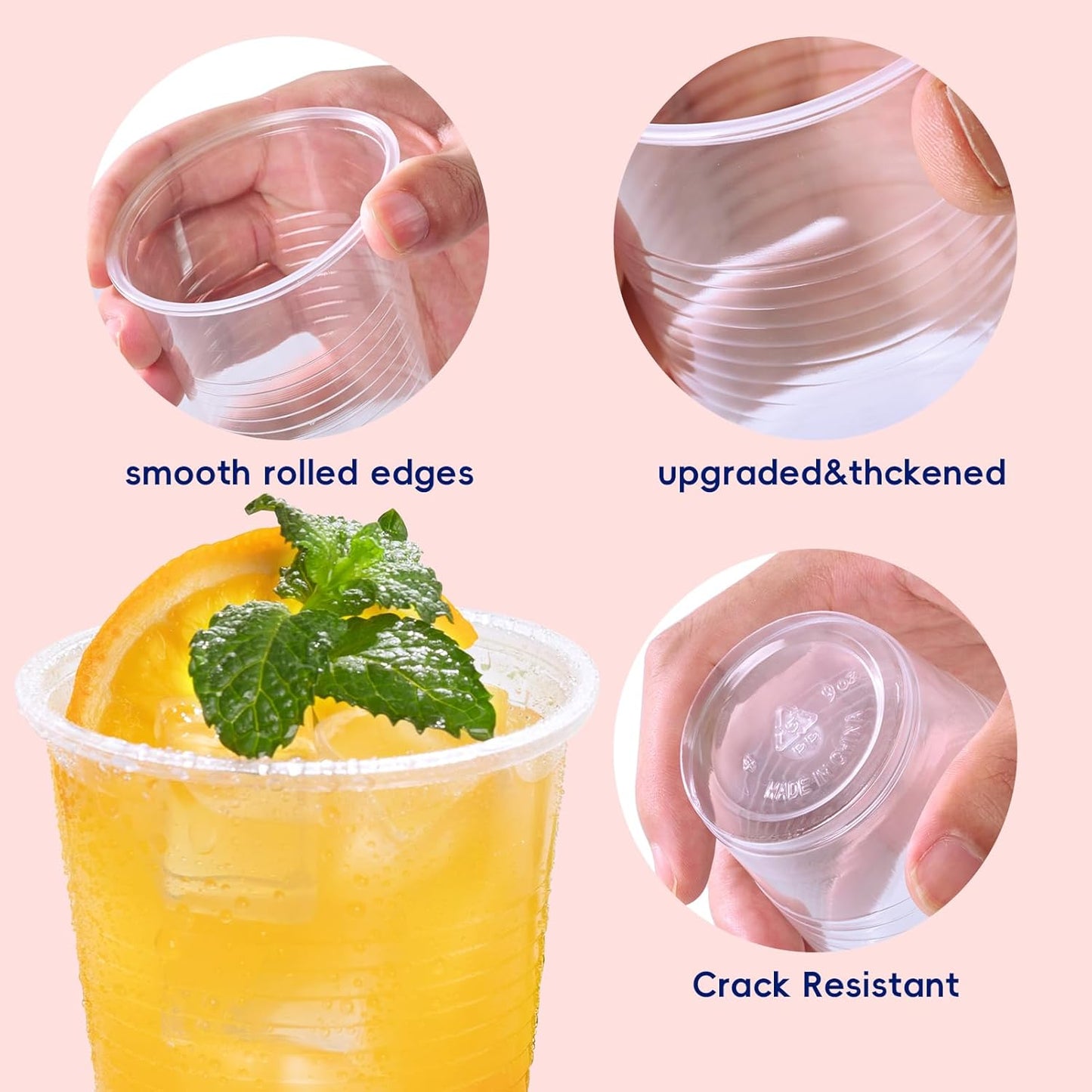 JOLLY CHEF 𝟏𝟐𝟎𝟎 𝐏𝐚𝐜𝐤 9 oz Clear Plastic Cups,9 Ounce Small Disposable Cups, Cold Party Drinking Tumblers for Tasting, Drinking and Party