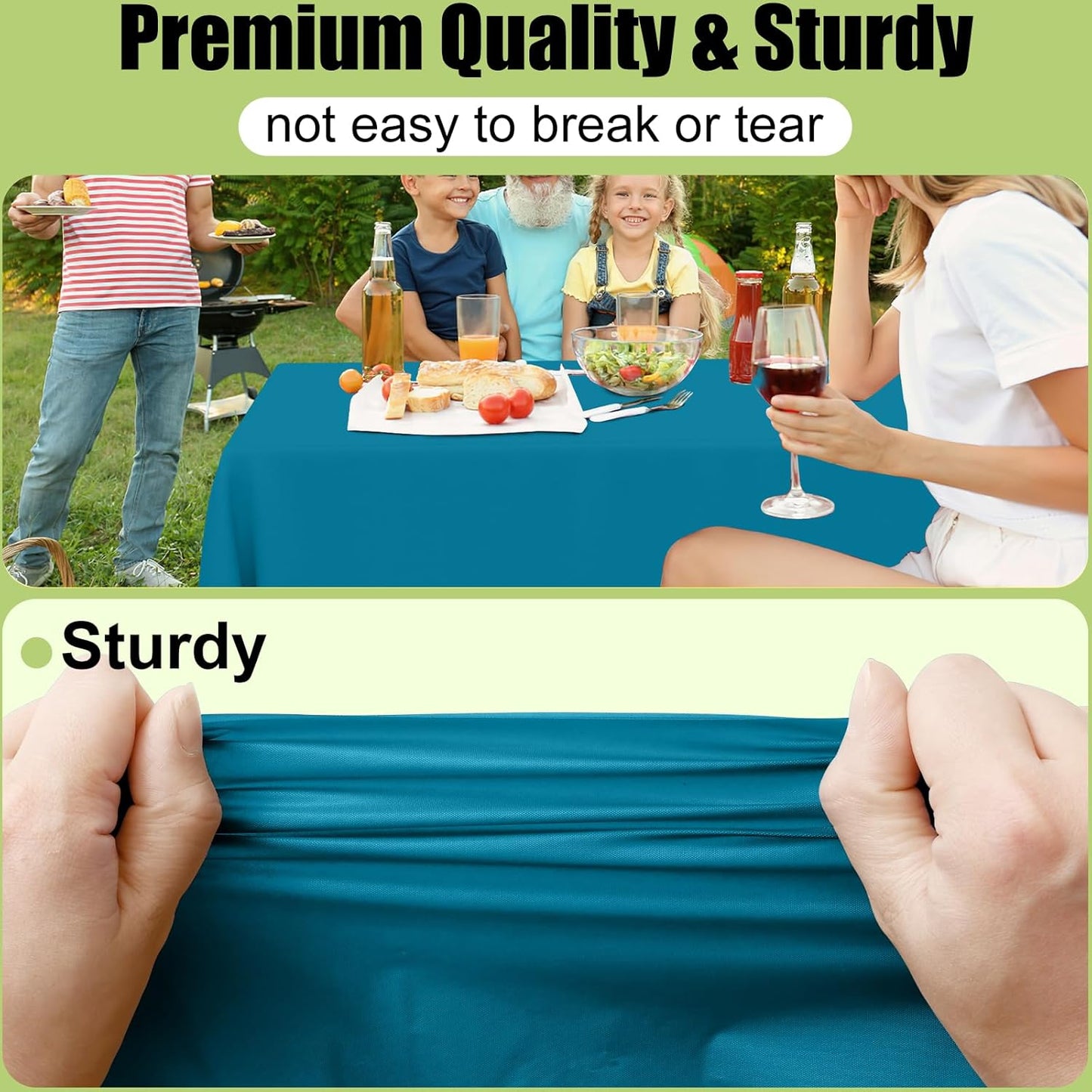 Smiry 54 Inch x 300 Feet Disposable Table Cover Roll, Aqua Plastic Table Cloth in Cut-to-Size Box with Slide Cutter, Waterproof Rectangle Tablecloths for Weddings, Banquets, Outdoor
