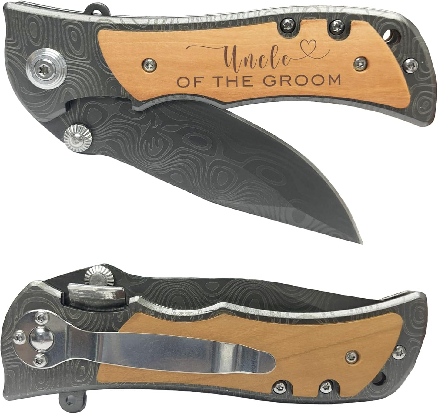 XJF Engraved Pocket Knife Gift for Uncle of The Groom, Wedding Gift for Uncle of The Groom from Groom Bride, Birthday, Father's Day Gifts from Niece Nephew