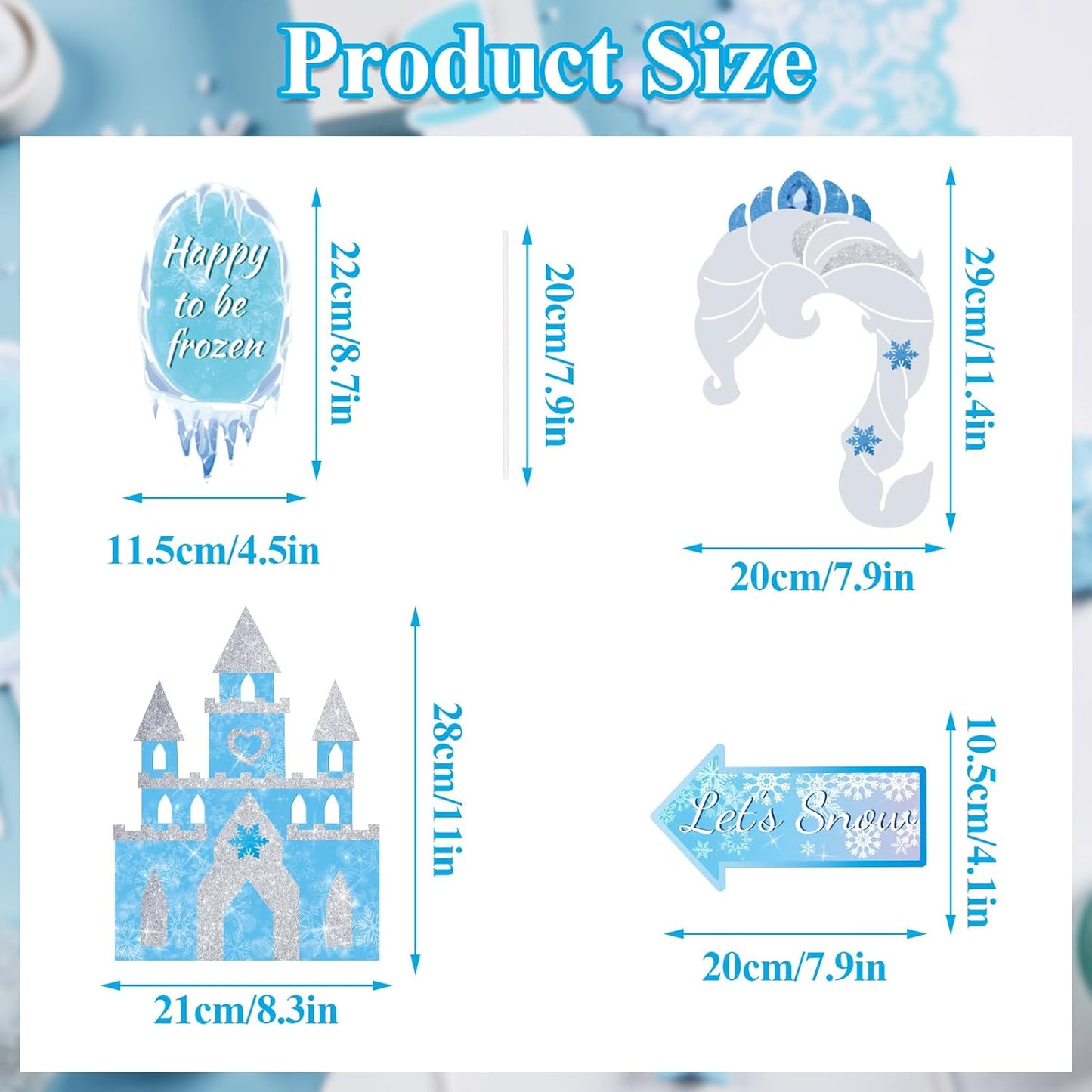 SUNBEAUTY 36 PCS Winter Wonderland Photo Booth Props Frozen Party Decorations Snow White Photo Booth Props for Winter Birthday Theme Party Holiday Christmas Party Supplies