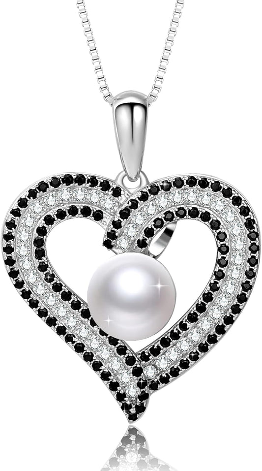Gifts for Women Wife-Pearl Heart Pendant Necklace- Birthday for Girlfriend, Valentine's Day for Wives, Mother's Day for Mom Grandma, Gifts for Her on Wedding Anniversary Christmas Fine Jewelry