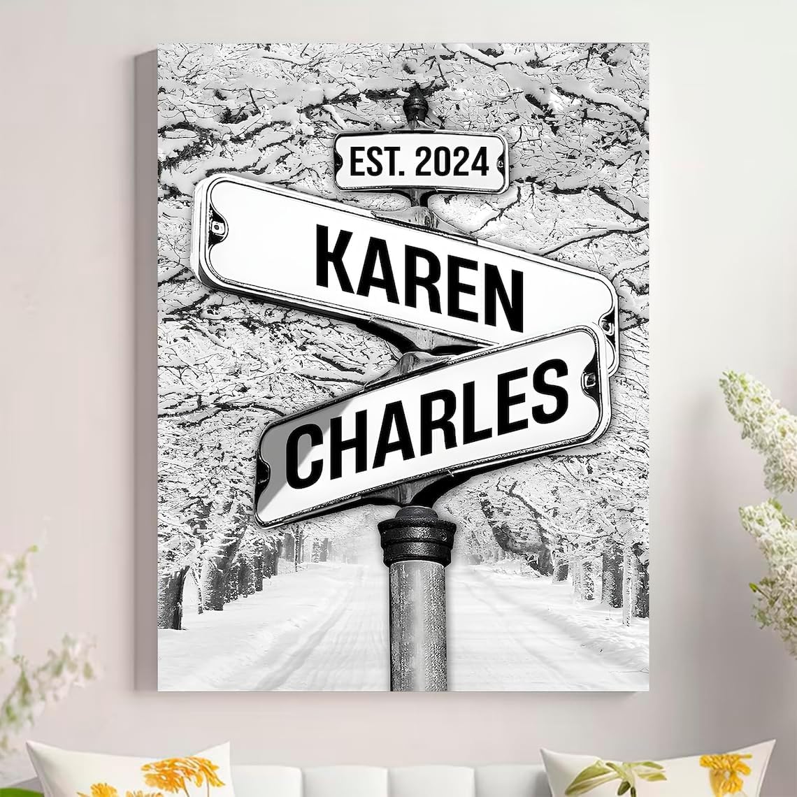 Personalized Crossroad Couples Street Sign Vintage Customize Name And Date Valentine's Day Christmas Birthday Wedding Anniversary Engagement Gifts For Him Her Boyfriend Girlfriend Wife Husband #8