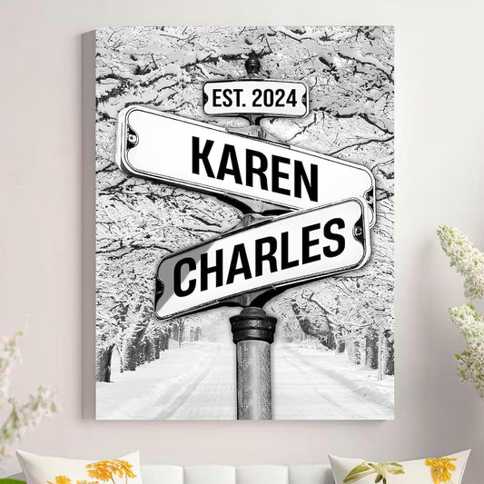 Personalized Crossroad Couples Street Sign Vintage Customize Name And Date Valentine's Day Christmas Birthday Wedding Anniversary Engagement Gifts For Him Her Boyfriend Girlfriend Wife Husband #8