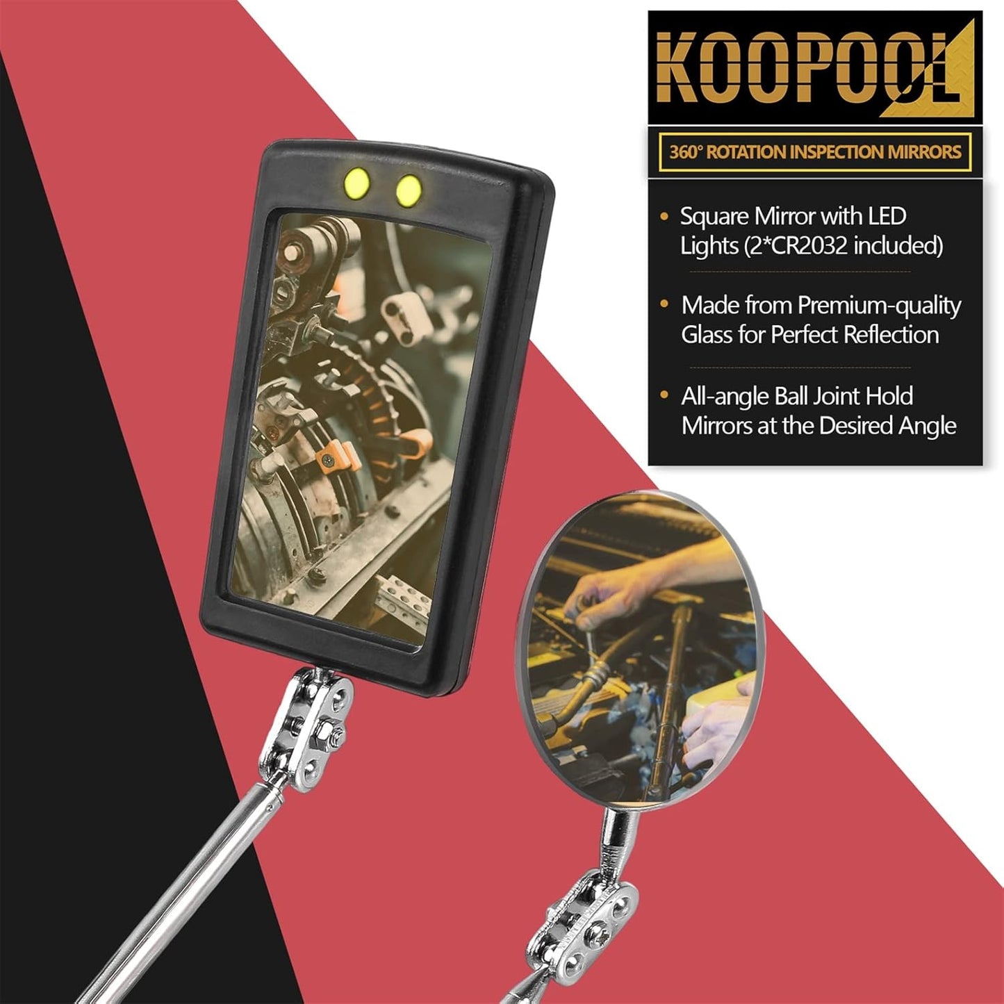 Telescoping Magnetic Pickup Tool Set, Inspection Mirror Telescoping, LED Flashlight, Cool Gadgets for Men, Gifts for Dad, Husband, Kids, Boyfriend, Magnet Stick