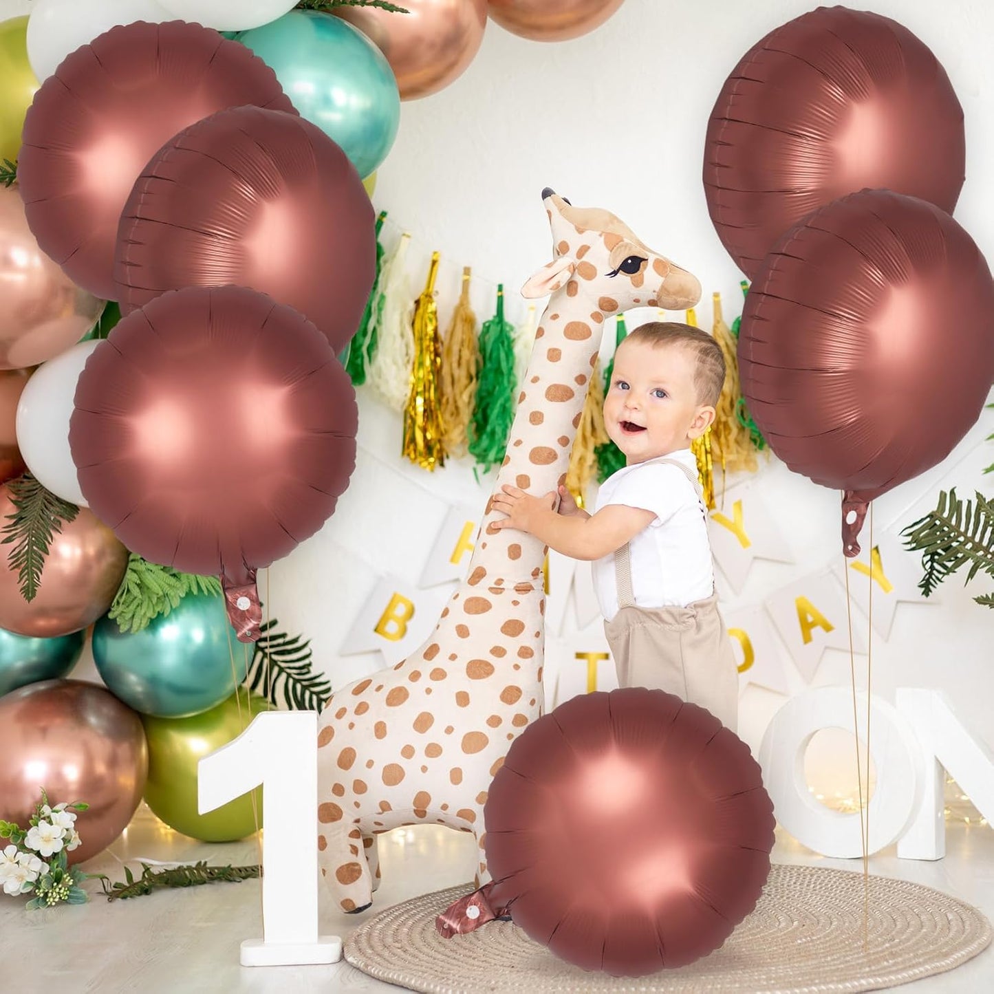 20 Pcs Chocolate Round Shaped Balloons,18 Inch Round Foil Balloon,Giant Round Mylar Balloon Helium Balloons for Birthday Party Baby Shower Wedding Decorations (Chocolate)
