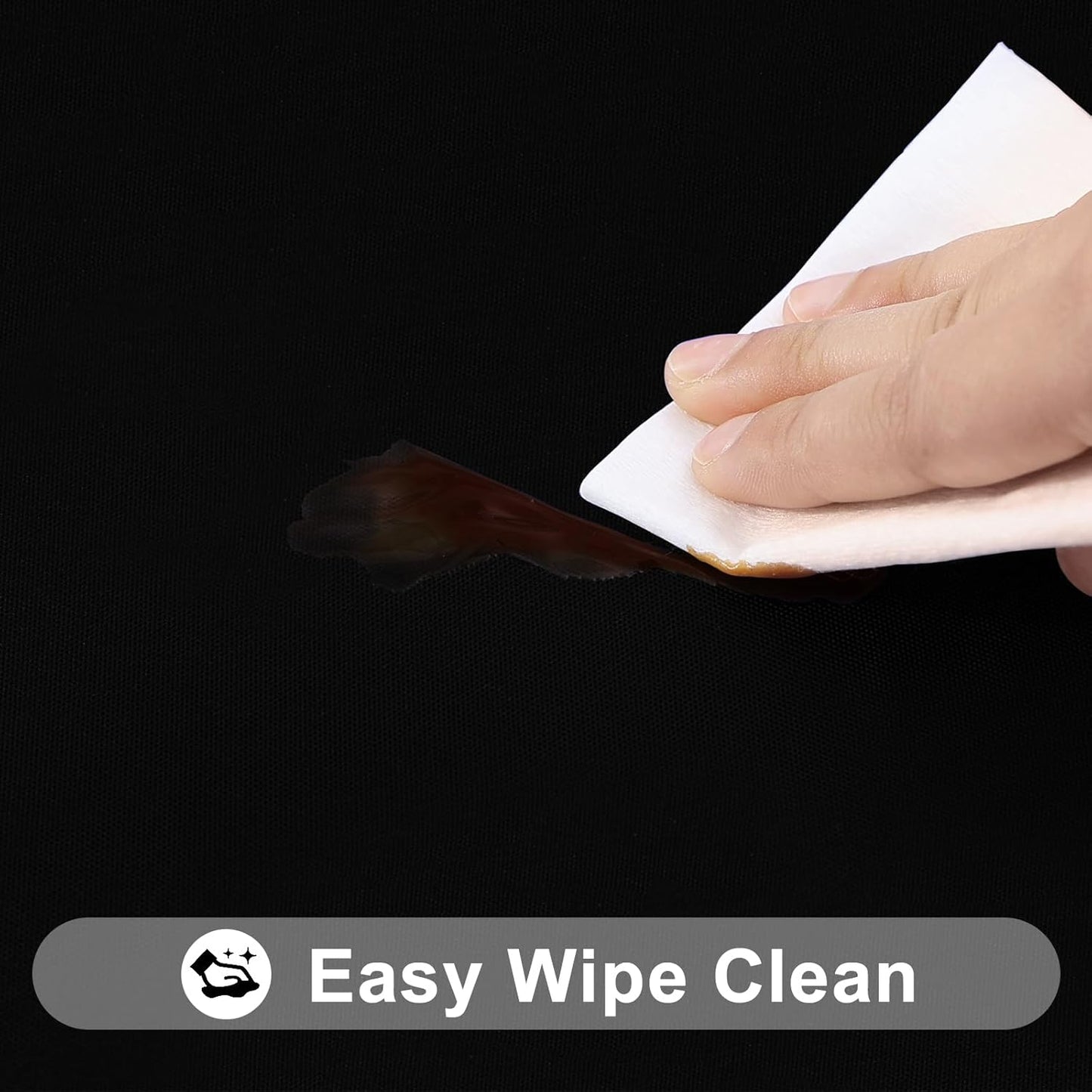 Smiry Rectangle Tablecloth, Elastic Fitted Flannel Backed Vinyl Tablecloths for 5ft Folding Tables, Waterproof Wipeable Table Covers for Indoor, Outdoor, Picnic and Camping (Black, 36"x60")