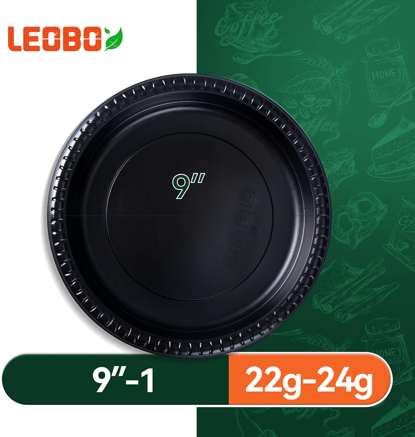 Disposable Plates Mineral Filled PP 9 Inch - 150 Pack Shrink Wrap BPA Free Party Trays | Reusable Dishwasher Freezer & Microwave Safe | Heavy Duty Black Plastic Plate for Party Bulk Catering