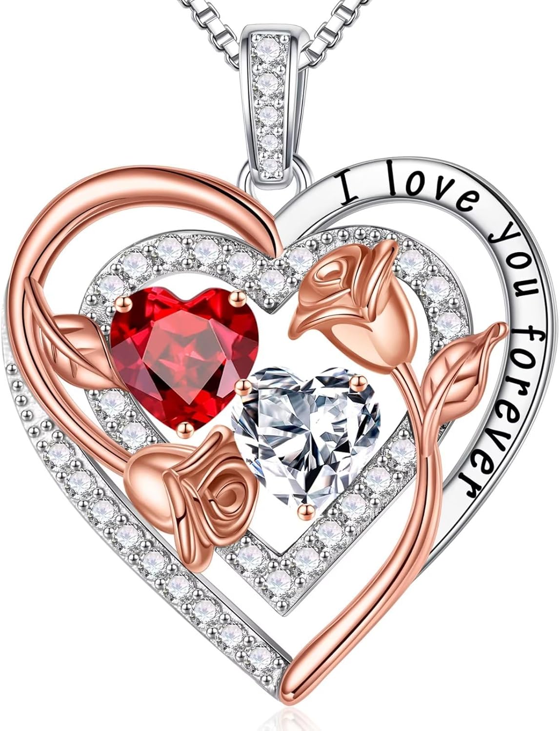 Iefil Birthstone Necklace for Women - Sterling Silver Birthstone Necklace Anniversary Birthday Gifts for Her Wife Mom Daughter