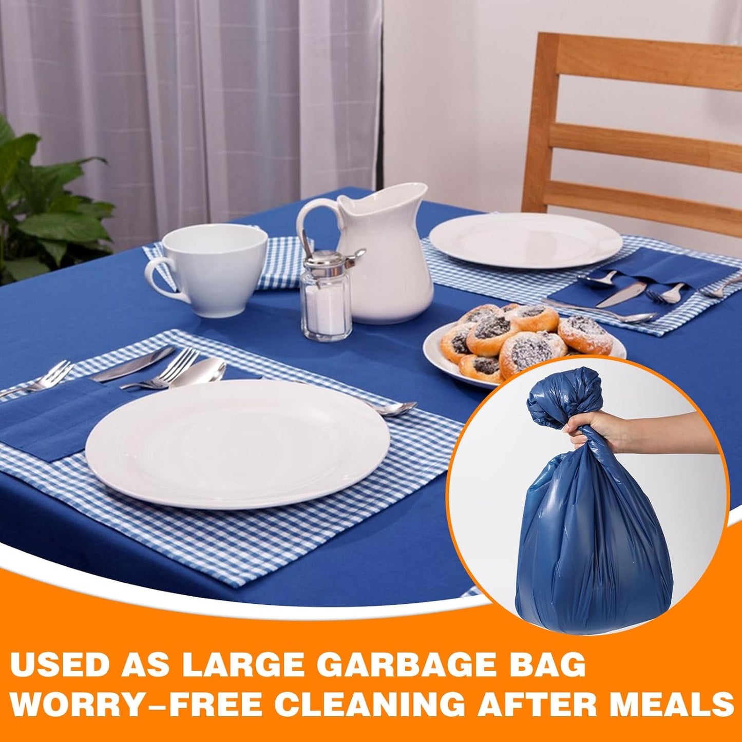 12 Pack Blue Plastic Table Cloths Disposable, 54 x 108 Inches Plastic Table Cover for Rectangle Tables, Disposable Tablecloth for Dinning, Parties, BBQ, Wedding, Outdoor