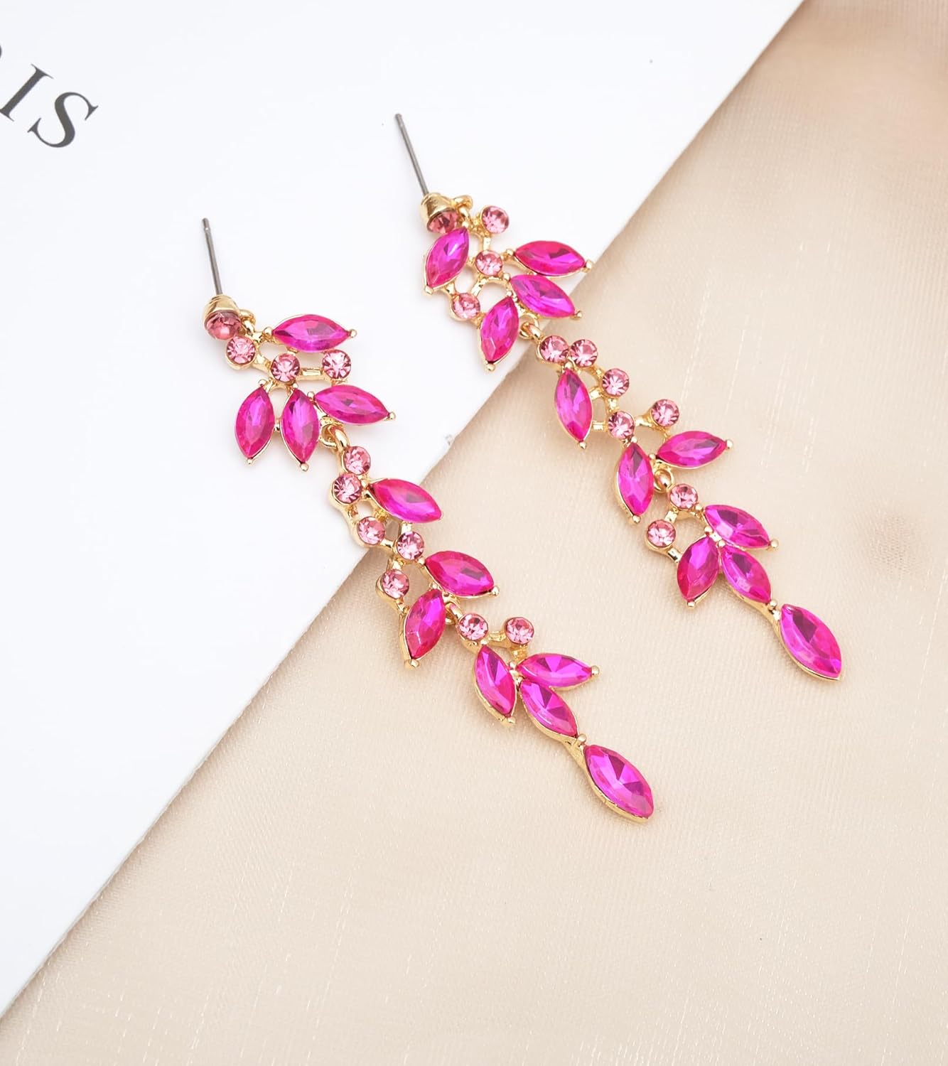 CSY 4 Pcs Elegant Bridal Jewelry Sets Austrian Marquise Crystal Wedding Necklace Dangle Earrings Tennis Bracelet Ring Set for Bride Women Costume Accessories