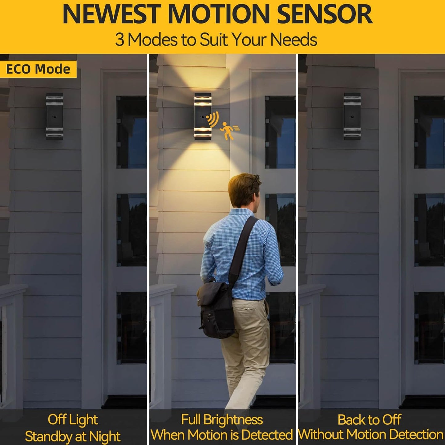 SHIMR Motion Sensor Outdoor Lights, Dusk to Dawn Outdoor Light Fixture with LED Bulbs Included, Exterior Wall Light Aluminum Sconce Up and Down Outside Lights for House Porch Patio Garage [ETL Listed]