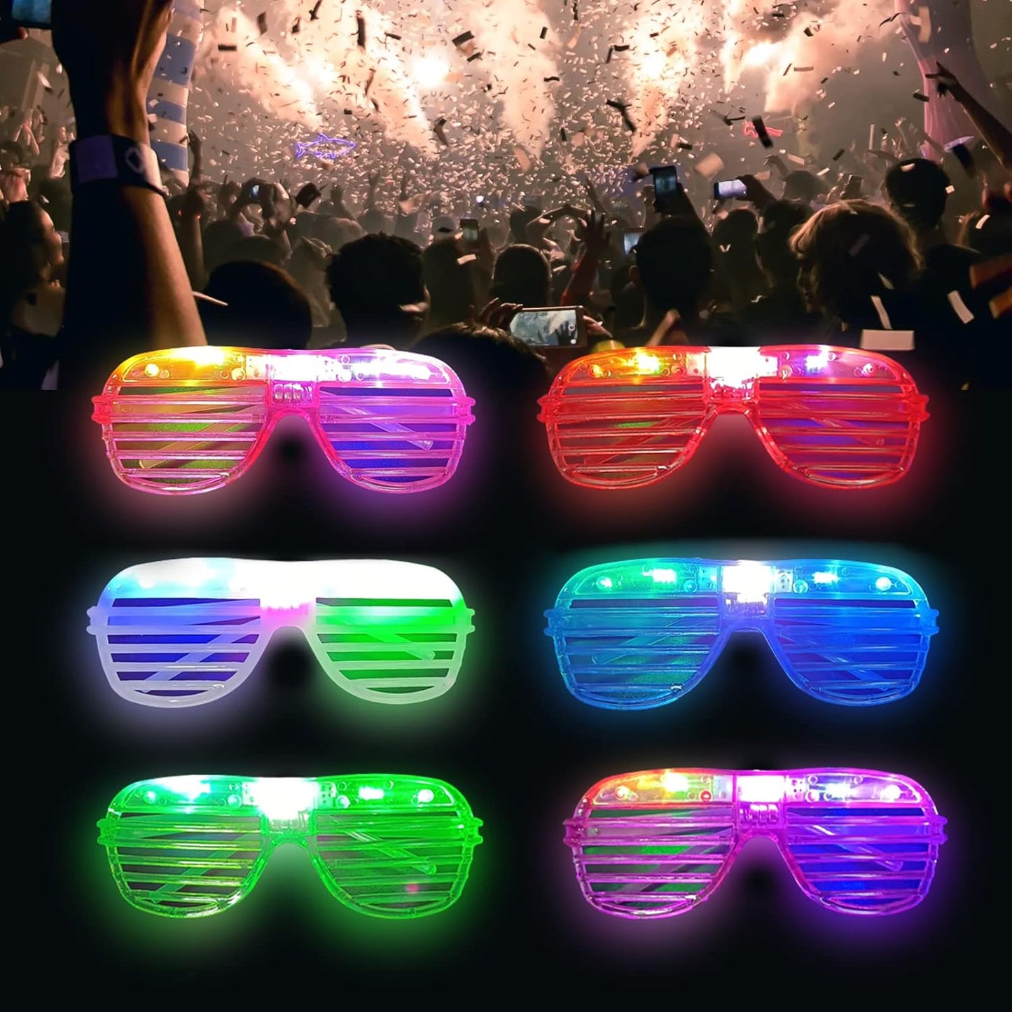 60 Pcs Glow In The Dark Glasses, 6 Colors LED Glasses Bulk Party Supplies for Kids and Adults, Glow Neon Party Favors Toys for Carnival Halloween Christmas Birthday Wedding