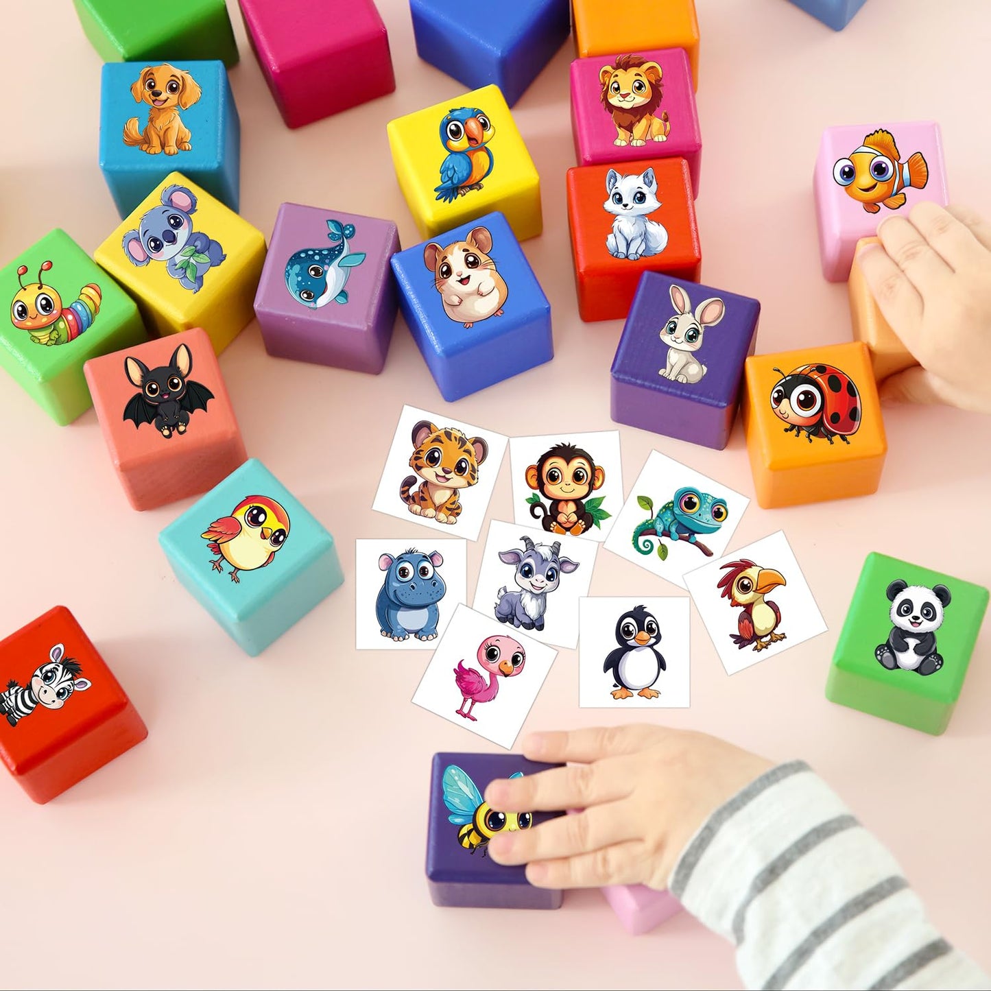 JCFIRE Larger Temporary Tattoos For Kids, 102 Styles Mixed Cute Animals Stickers Birthday Party Favors for Kids 3-5 4-8, Goodie Bag Stuffers Party Supplies Decoration Gifts Activities Games Christmas