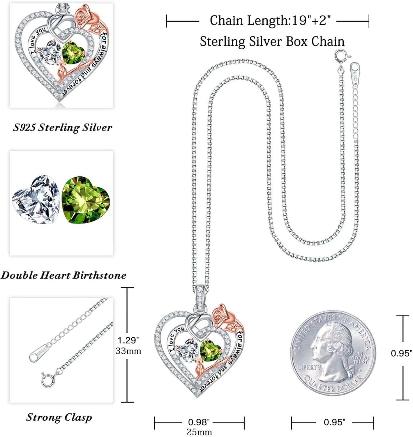 Iefil Christmas Gifts for Wife Women - 925 Sterling Silver Double Birthstone Necklace, Anniversary Birthday Gifts for Women, Jewelry Gift for Wife Girlfriend Mom Her