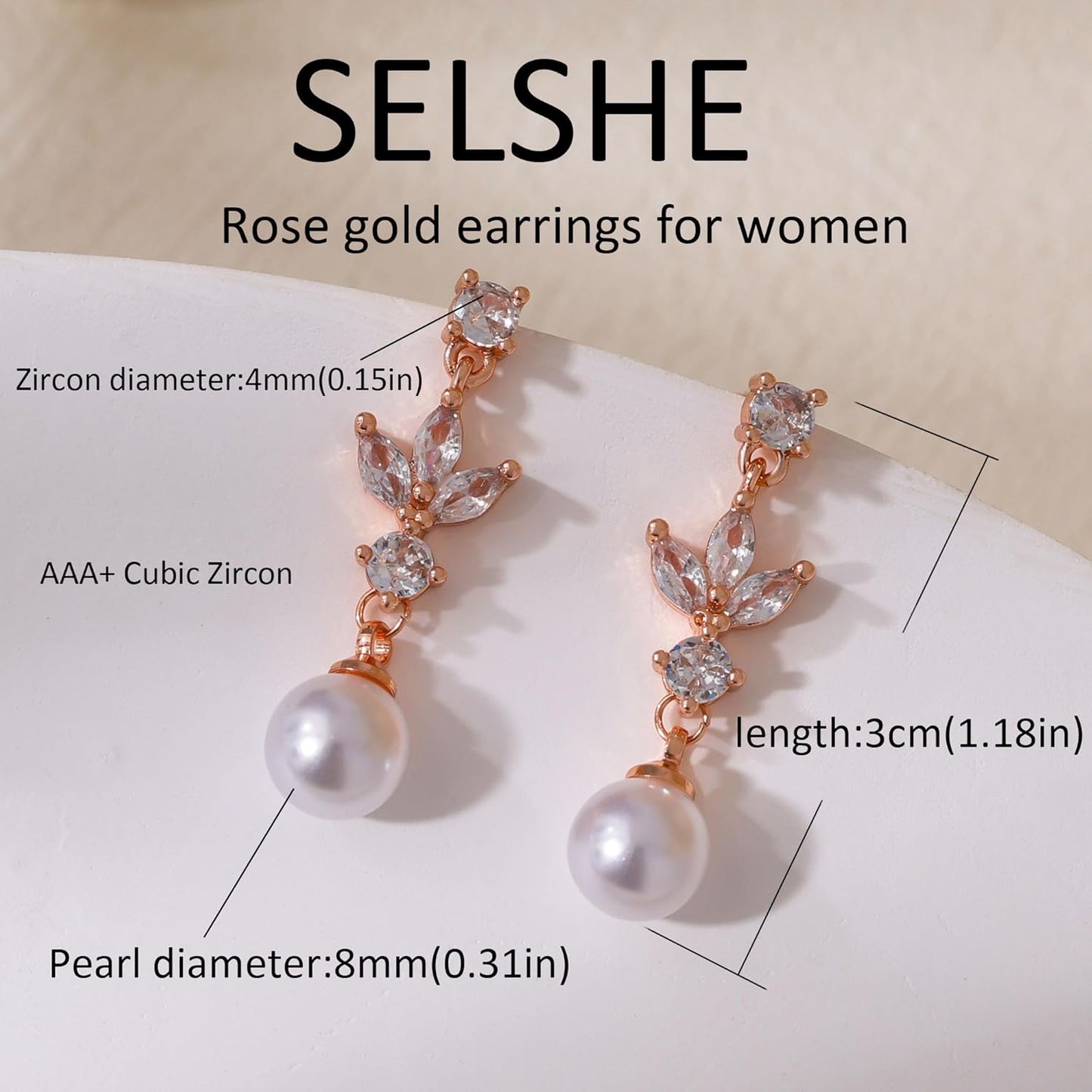 SELSHE Dangle Earrings for Women, 14k Gold Plated Pearl Drop Earring Dainty Gold Earrings for Women Trendy Cute Prom Bridal Earring Long Wedding Pearl Earring Formal Jewelry