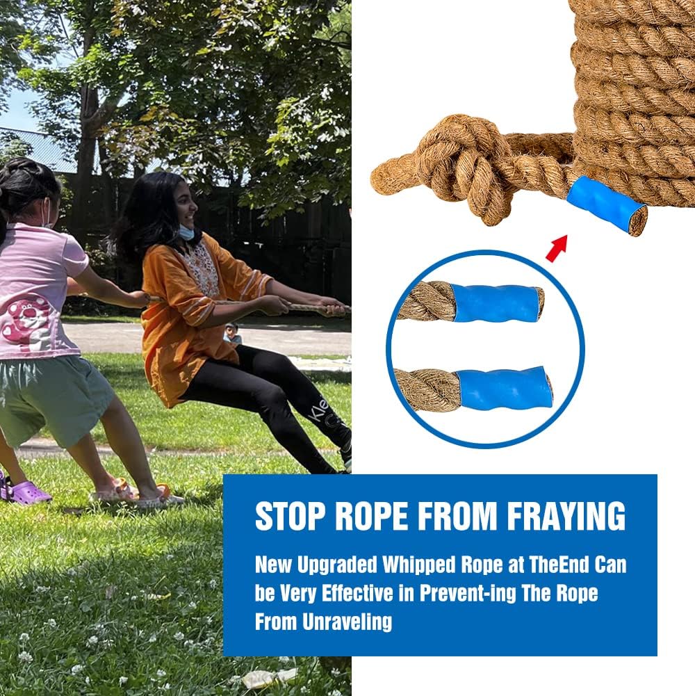 Gothink 33 FT Tug of War Rope Toys Set for Kids - Soft Natural Jute Fiber Rope with Red Flag for Field Day, Birthday Holiday Party Game, Camping Backyard Outdoor Games & Team Activities
