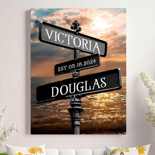 Personalized Crossroad Couples Street Sign Vintage Customize Name And Date Valentine's Day Christmas Birthday Wedding Anniversary Engagement Gifts For Him Her Boyfriend Girlfriend Wife Husband #24