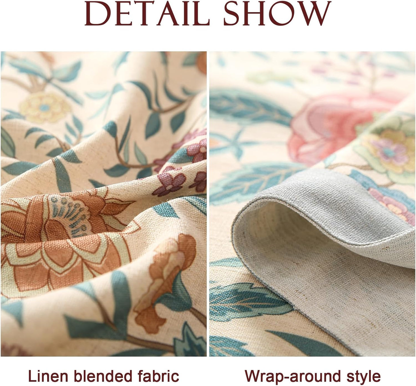 Designer Vintage Linen Small Rectangle Tablecloth,William Morris Floral Colorful Pattern Table Cloth,Decor Table Cover for Kitchen,Dining,Thanksgiving,Christmas,55"*71"-Flowershadow a