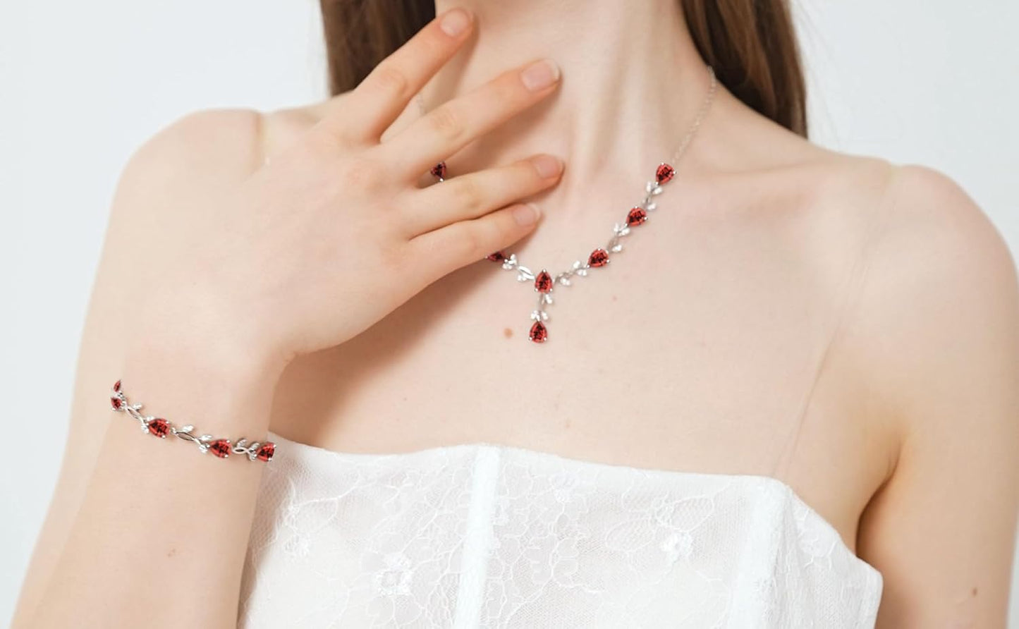 GZWHD Wedding Jewelry Sets for Bride Bridesmaid Women Cubic Zirconia Necklace Earrings Bracelet Set Gift for Mother Friend Wife Daughter Sister Party Prom Jewelry