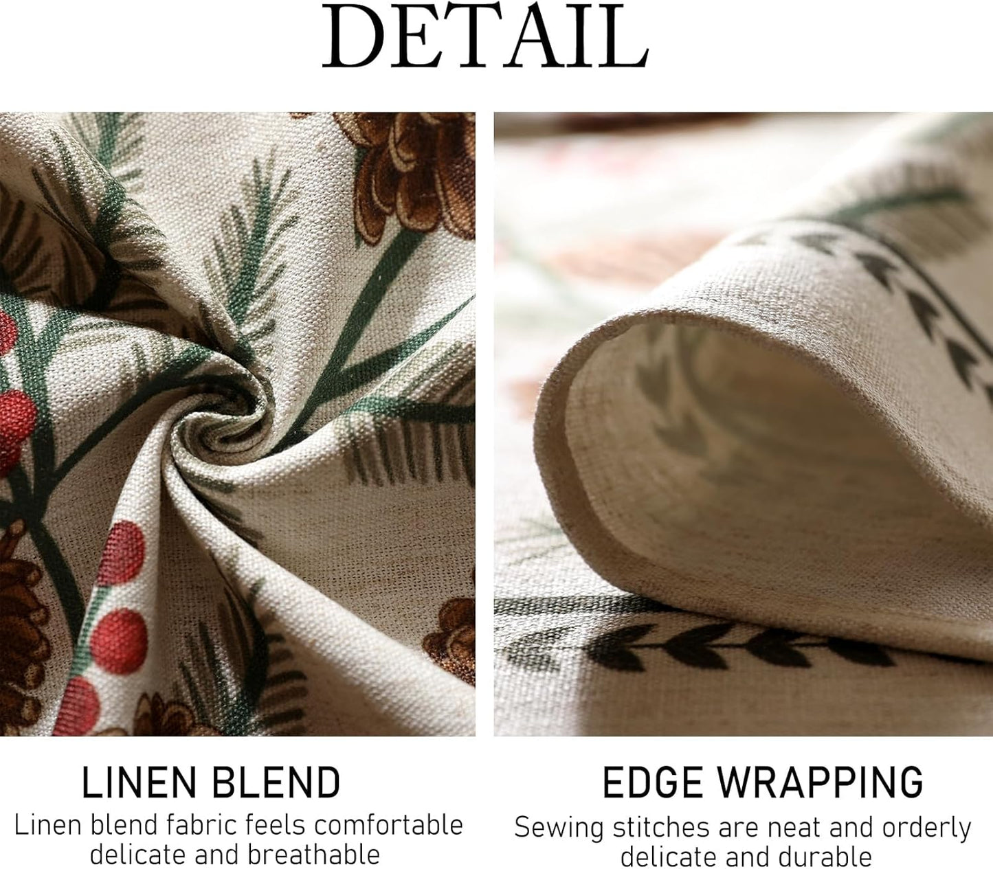 ISAENNE Designer Christmas Beige Linen Long Rectangle Tablecloth,Pinecones Pattern Indoor Table Cloths,Washable Decor Tablecloths for Dining Thanksgiving Kitchen Christmas,63"*94"-Carol B