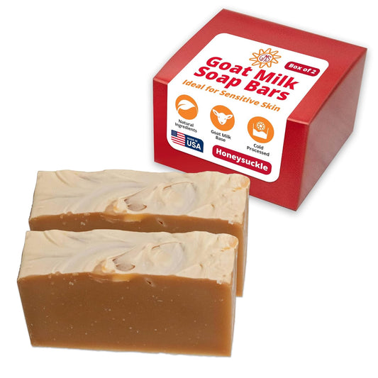 Goat Milk Stuff HONEYSUCKLE Goat Milk Soap - Natural Soap Bar, Gifts for Men and Women, Gentle for both Face and Body, Handmade Bar Soap (Box of 2)