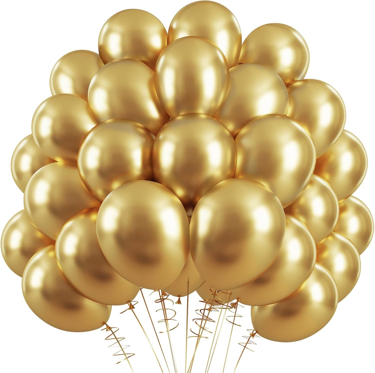 RUBFAC 120pcs Gold Balloons 12 Inches Chrome Metallic Balloons, Metallic Gold Balloons for Graduation Anniversary Wedding Party Supplies Garland Arch Decoration