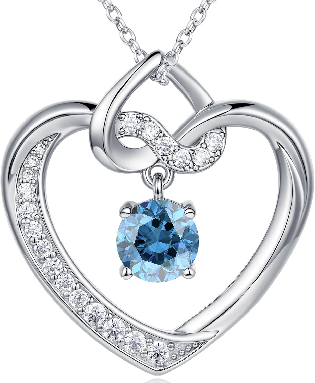 Heart Birthstone Necklaces Gifts for Women Wife, Jewelry for Women Wedding Anniversary Birthday Gifts for Wife Girlfriend Mom Christmas Valentines Gifts S925 Sterling Silver