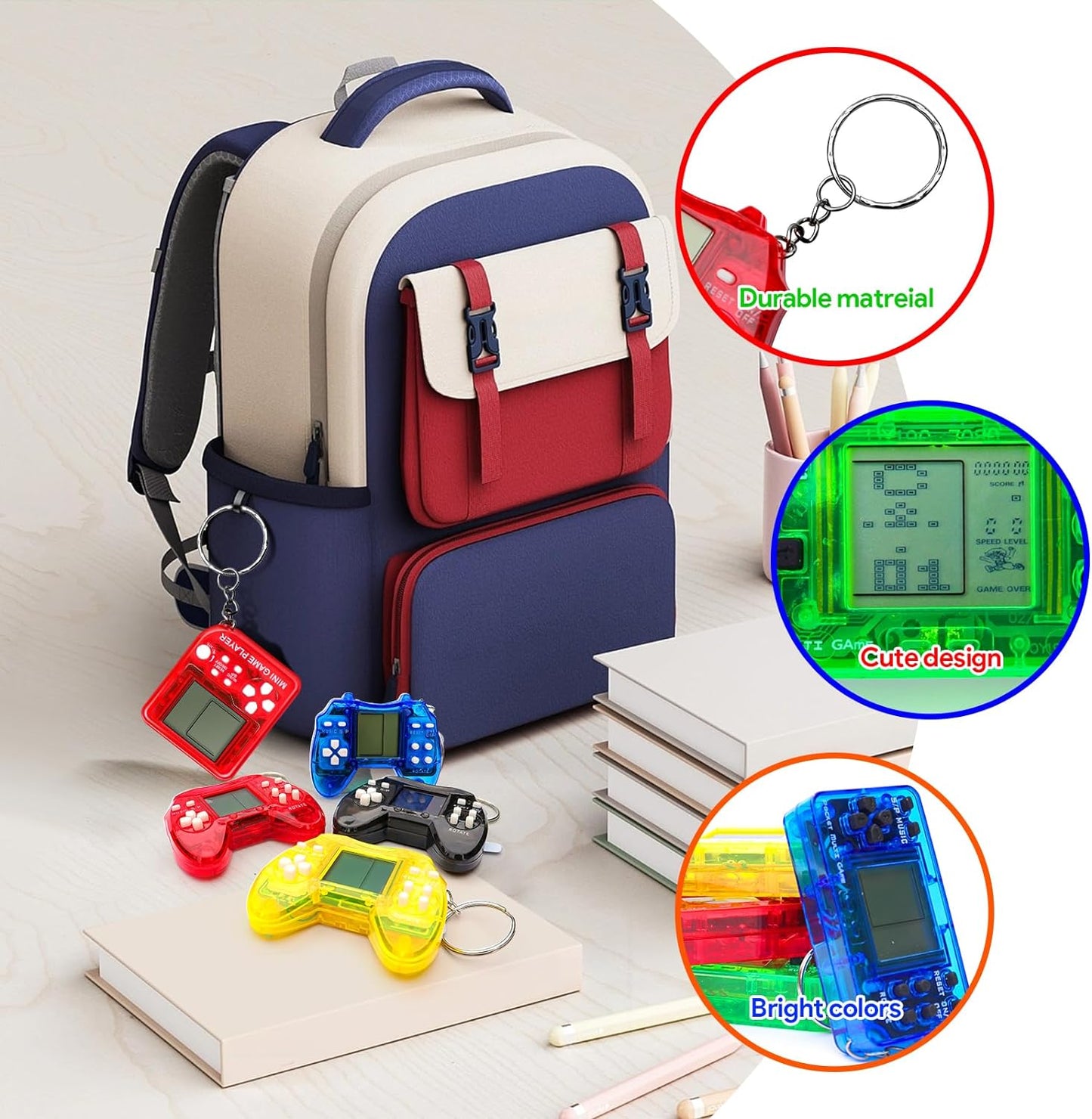 12Pcs Video Game Party Favors for Kids, Arcade Video Game Keychain Video Game Party Supplies