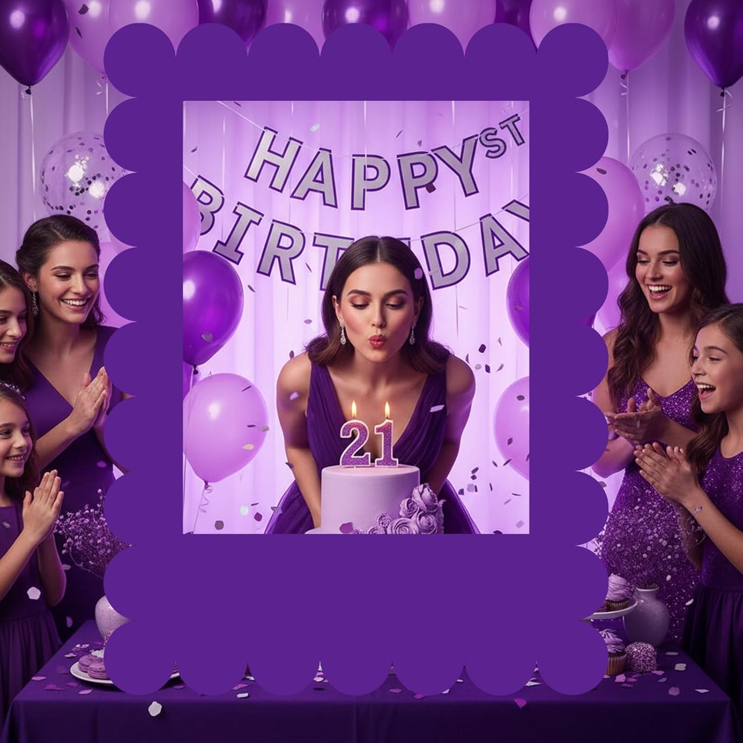 32 x 24 Inch Photo Booth Selfie Frame Prop Booth for Birthday Event Parties Large Blank DIY Cutout Props for Funny Decoration Christmas, Holiday Supplies