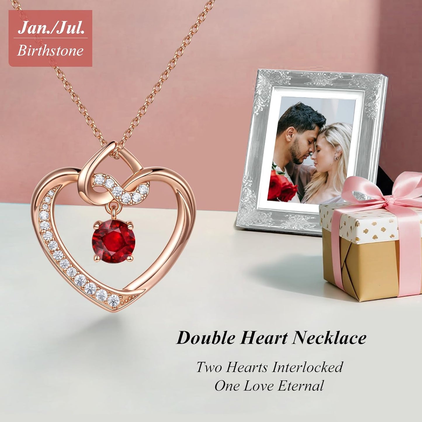 Heart Birthstone Necklaces Gifts for Women Wife, Jewelry for Women Wedding Anniversary Birthday Gifts for Wife Girlfriend Mom Christmas Valentines Gifts S925 Sterling Silver