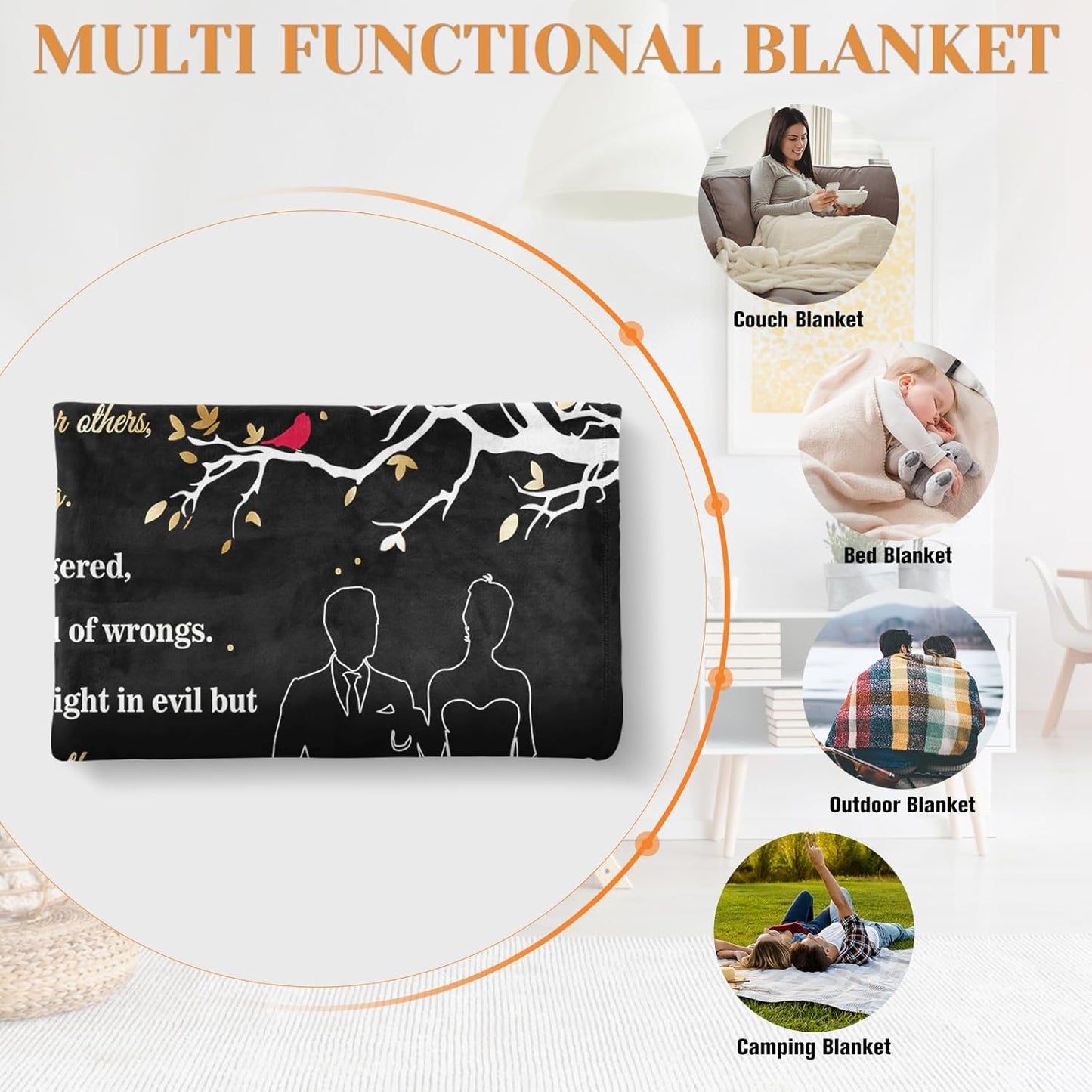 Wedding Gifts for Couples 2025 Soft Blanket, Bridal Shower Gifts for Bride to Be, Anniversary Romantic Gifts for Her, Wedding Gifts for Newlyweds Wedding Throw Blanket 60 * 80, Black Gold