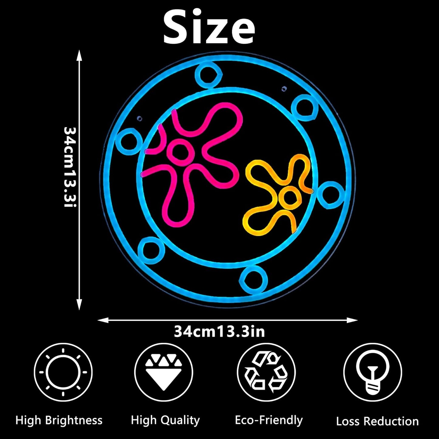 manimo Ocean World Porthole Neon Lights, LED Under Sea Porthole Neon Signs for Wall Decor,USB Night Light for Game Room Bedroom Birthday Wedding Party Gifts(13.3 * 13.3in)