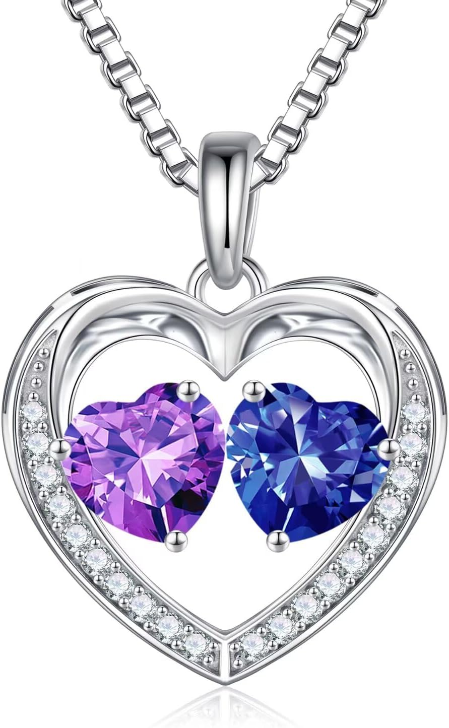 Iefil Christmas Gifts for Wife - 925 Sterling Silver Birthstone Necklace, Anniversary Birthday Gifts for Women, Stocking Stuffers for Women Wife Mom Daughter