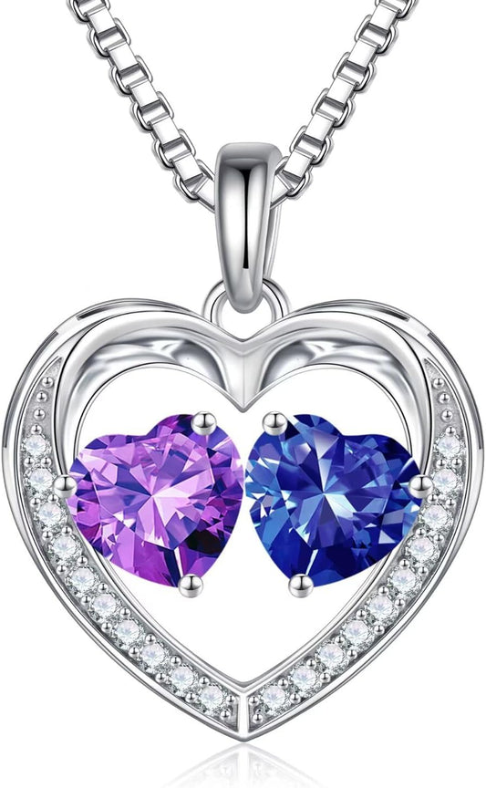 Iefil Christmas Gifts for Wife - 925 Sterling Silver Birthstone Necklace, Anniversary Birthday Gifts for Women, Stocking Stuffers for Women Wife Mom Daughter