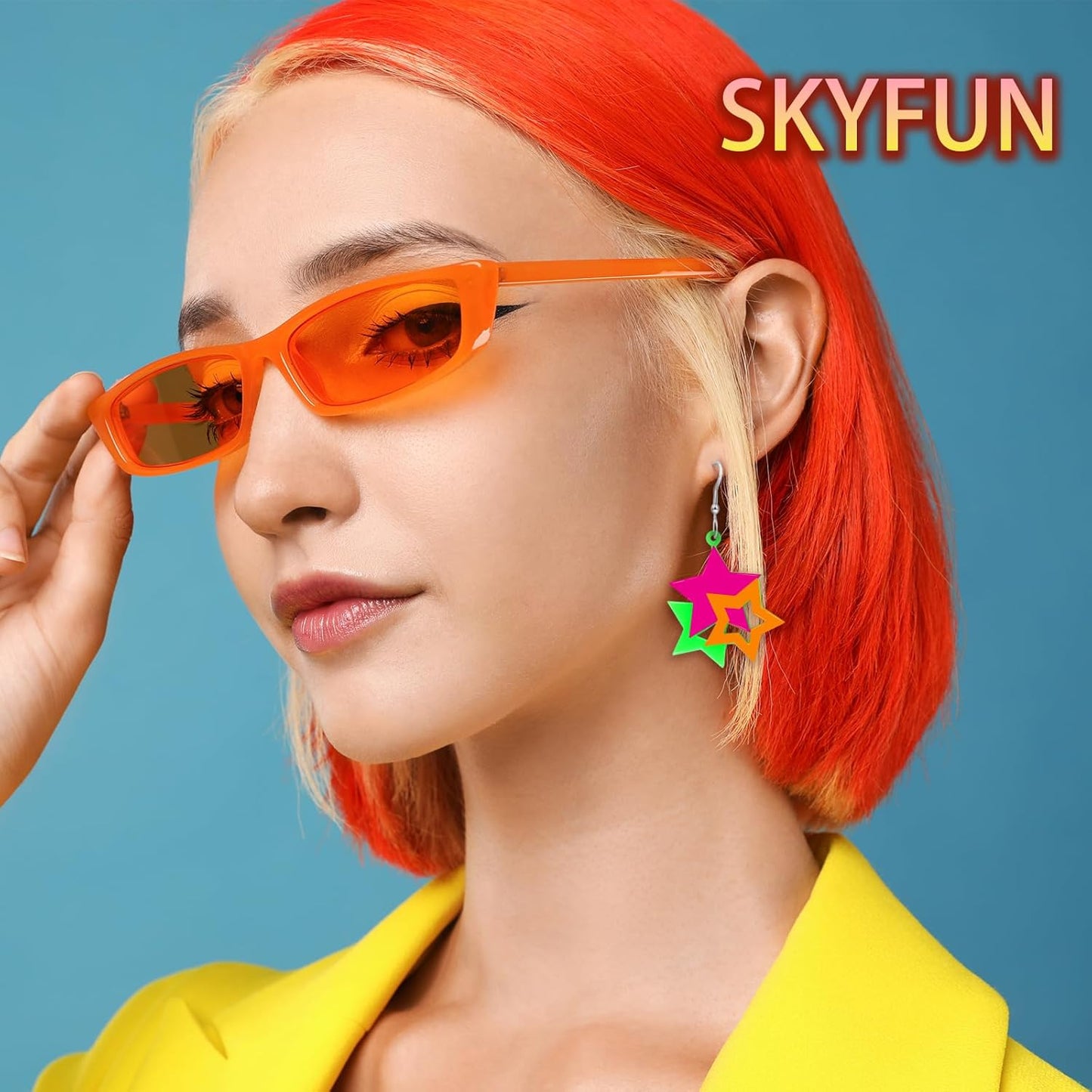 80s 90s Neon Earrings for Women Retro Cassette Tape Hoop Earring Candy Color Lightweight Acrylic Stud Dangle Earrings for 80S Costume Outfits Dancing Glow Party Accessories