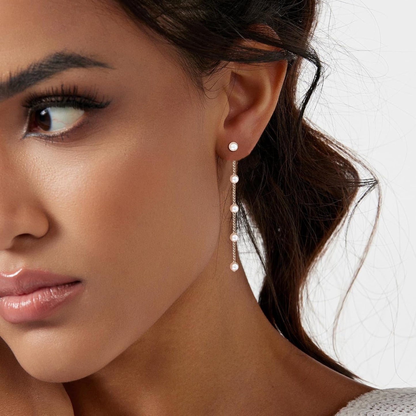 Gold Jewelry Set for Women - Dainty 14K Gold Plated Pearl Necklace and Earring Set with Drop Earrings, Bracelets, Choker Necklace - Wedding Jewelry Gift