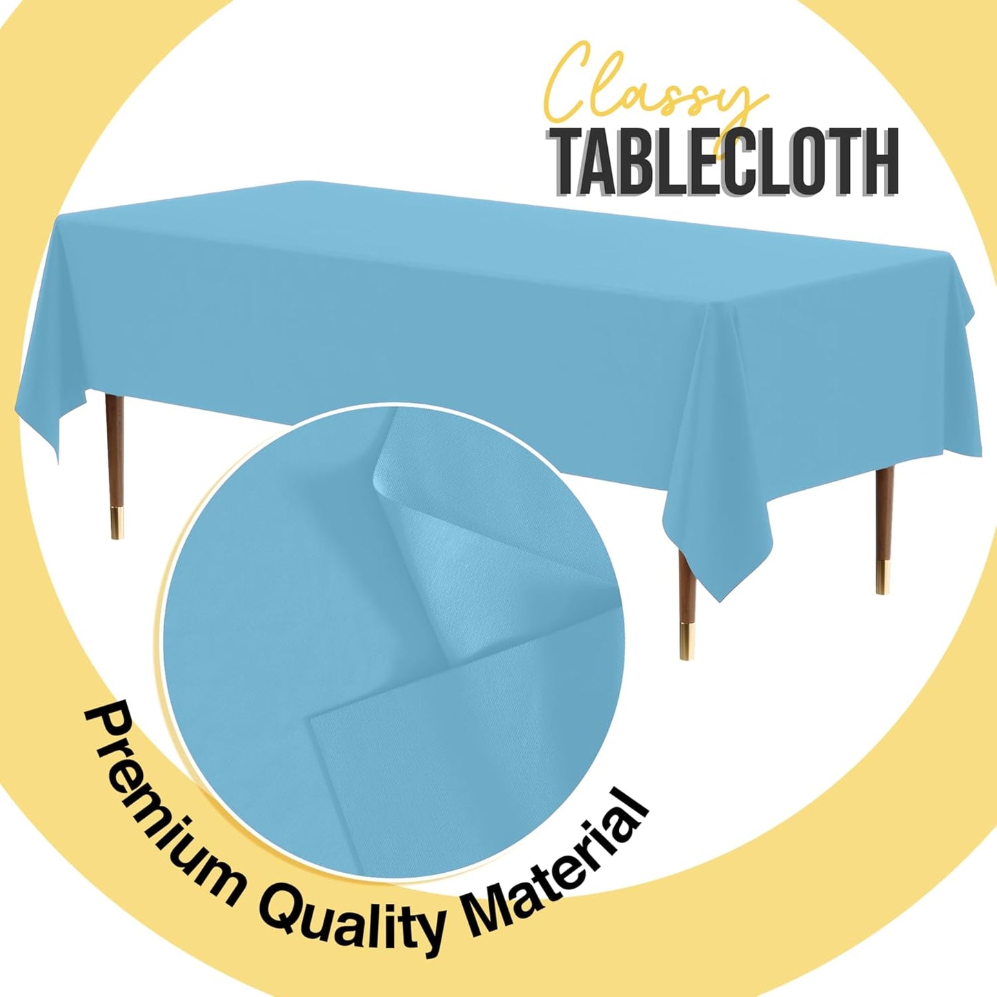 Exquisite 66% Thicker Premium Plastic Table Cloth Rectangle Table Cover 0.5 Mil 6 Pack Sky Blue Table Cloth 54 Inch x 108 Inch Disposable Tablecloth Won't Tear Easily Like Cheap Thin Brands